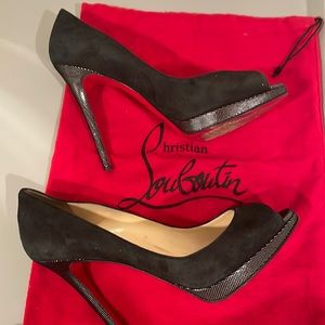 Christian Louboutin black suede heels